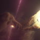 Artist’s conception of microquasar SS 433, with the black hole, accretion disc, and jets shown at left, and its star, which is being stripped of its material, at right.